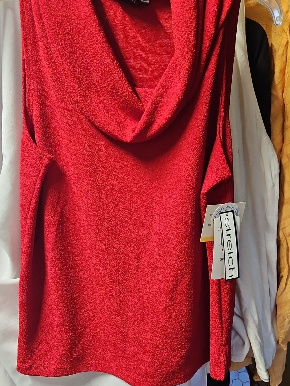 NW-1 Notations Red Sleeveless Cowl Neck Sweater
